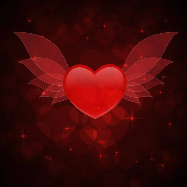 Coeur avec ailes — Image vectorielle