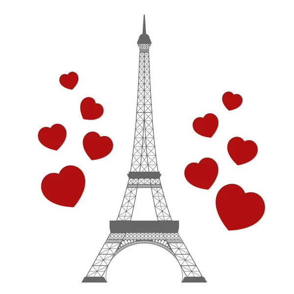 Torre Eiffel y corazones — Archivo Imágenes Vectoriales