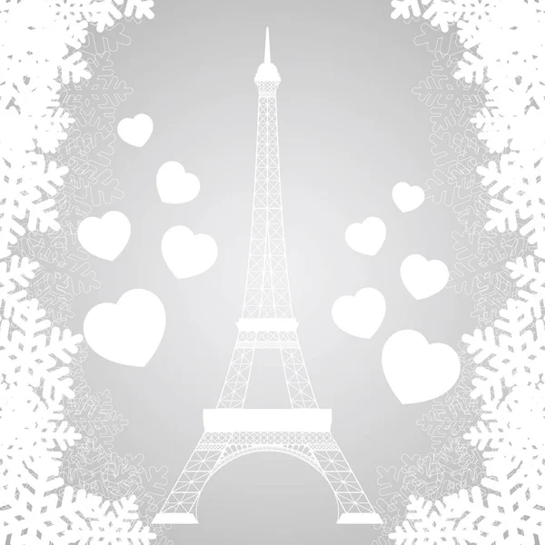 Tarjeta de Navidad con Torre Eiffel — Archivo Imágenes Vectoriales