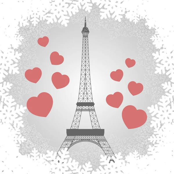 Tarjeta de Navidad con Torre Eiffel — Archivo Imágenes Vectoriales