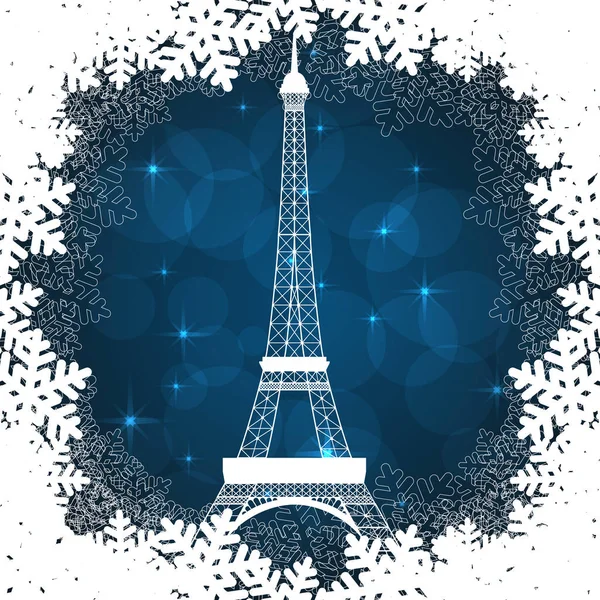 Tarjeta de Navidad con Torre Eiffel — Vector de stock