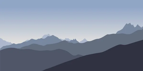 Blå silhoette av berg — Stock vektor