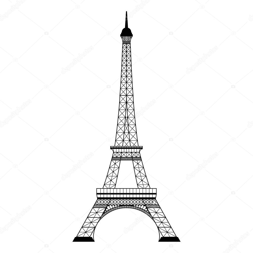 eiffel tower on white