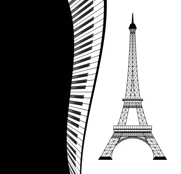 Πύργος του Άιφελ με πιάνο — Διανυσματικό Αρχείο