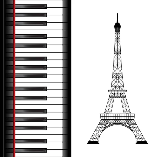 Eiffeltoren met piano — Stockvector
