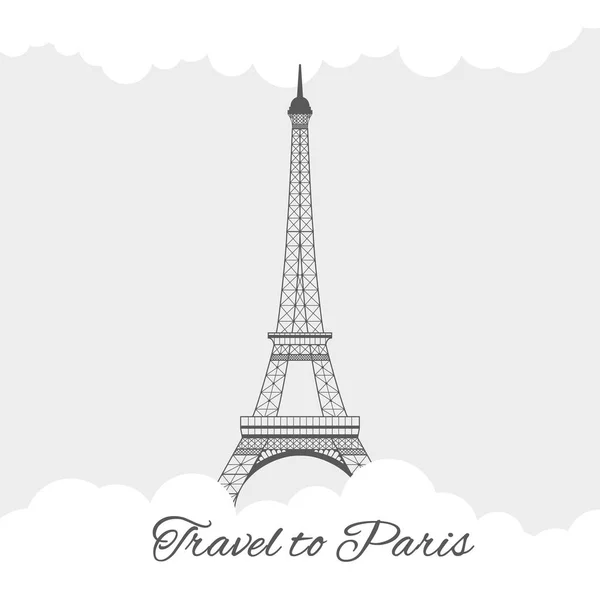 Torre Eiffel con nubes — Vector de stock