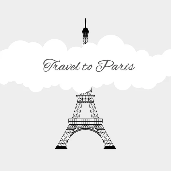 Eiffel tower with cloud — Stock Vector