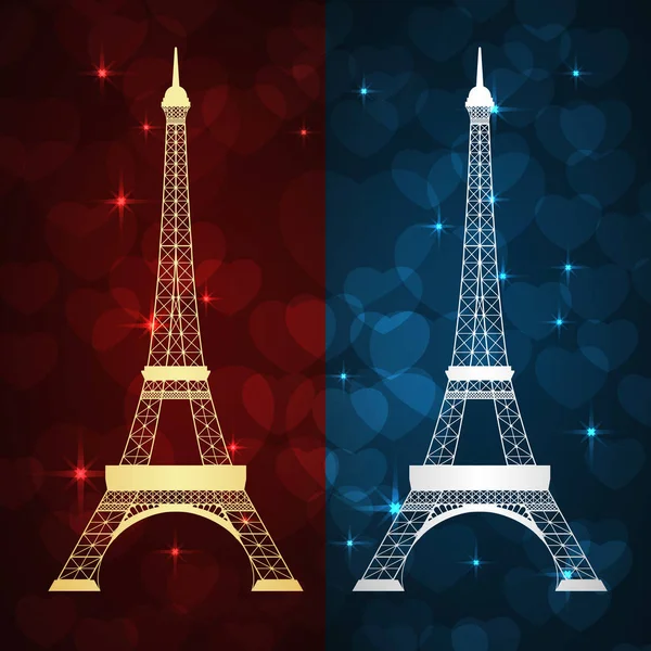 Torre Eiffel y corazones — Archivo Imágenes Vectoriales