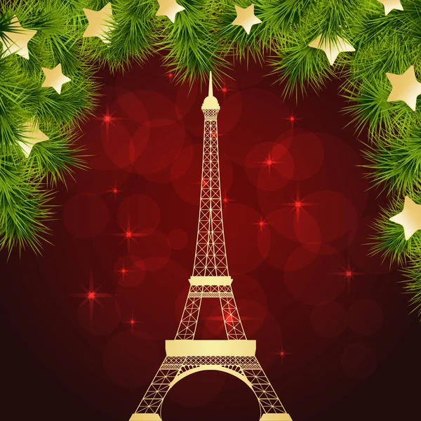 Tarjeta de felicitación con torre eiffel — Vector de stock