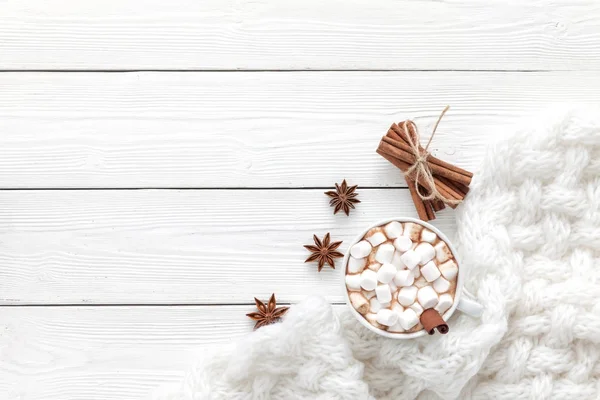 Hot chocolate on a white table — Stock Photo, Image