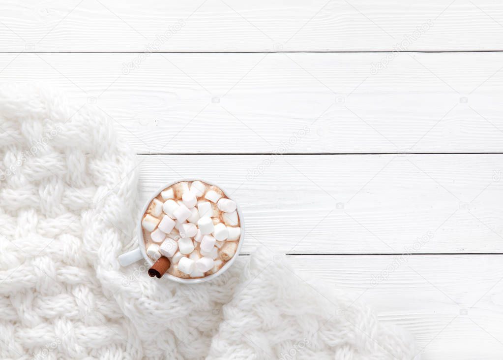 Hot chocolate on a white table