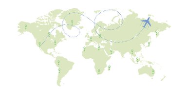 Dünya Haritası ve uçak