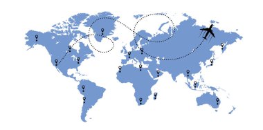 Dünya Haritası ve uçak