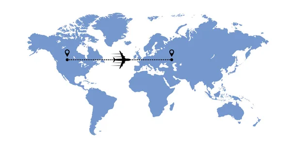 Mapa do mundo e avião — Vetor de Stock