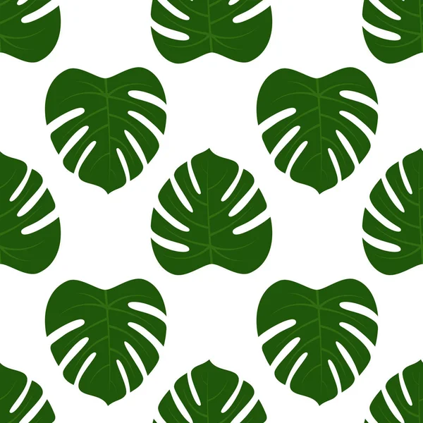 Sin costura de hojas de monstera verde — Vector de stock