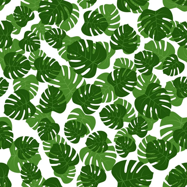 Sömlös grön monstera blad — Stock vektor