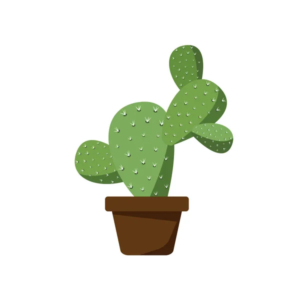 Cactus en maceta marrón — Vector de stock