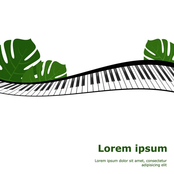 Клавіатура піаніно з рамкою листя монстрів — стоковий вектор