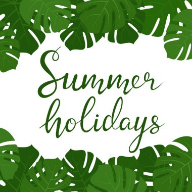 Tropikal monstera çerçeve yaz el ilanı bırakır