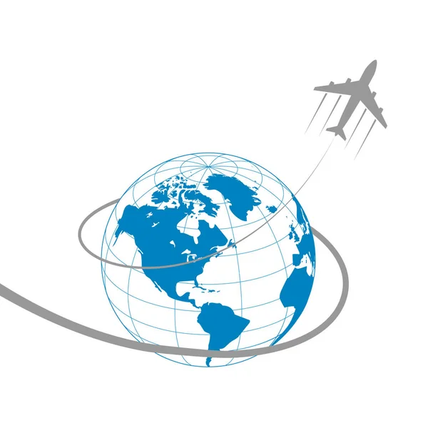 Flugzeug und Globus — Stockvektor