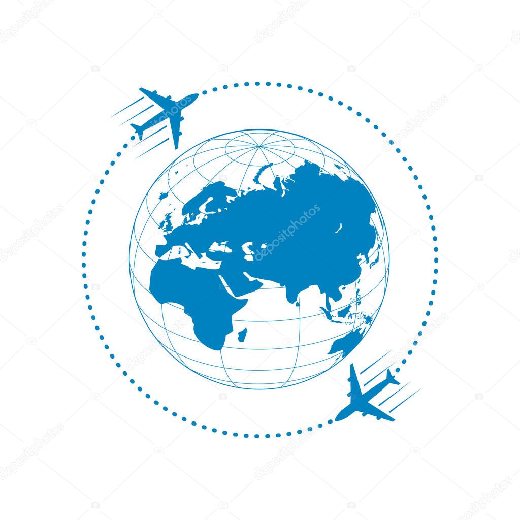 plane and globe