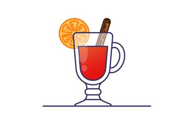 Düz çizgi tarzı sıcak şarap.