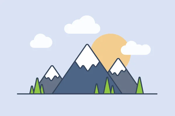 Ligne montagnes de style plat — Image vectorielle