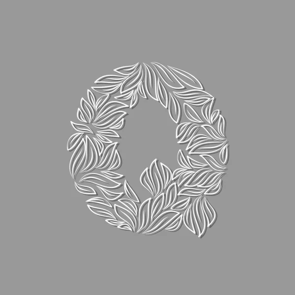 Letra de papel ornamental Q sobre gris — Vector de stock