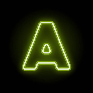 Neon harfi siyah üzerine A