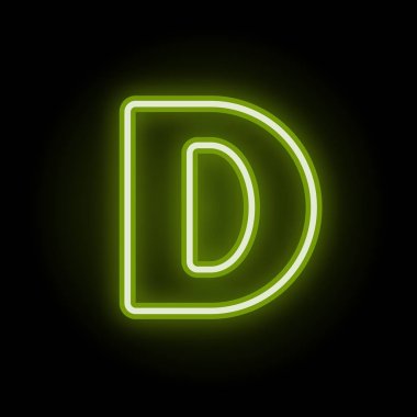 Neon harfi. Siyah üzerine D