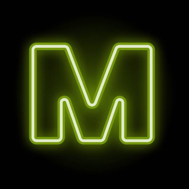 Neon harfli M harfi siyah üzerine