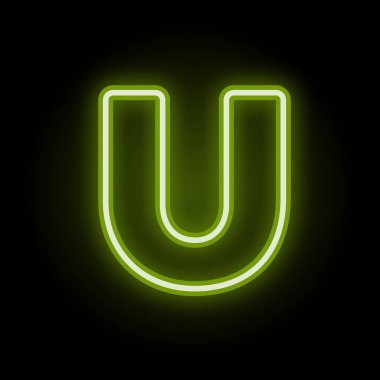 Neon harfi siyah üzerine U