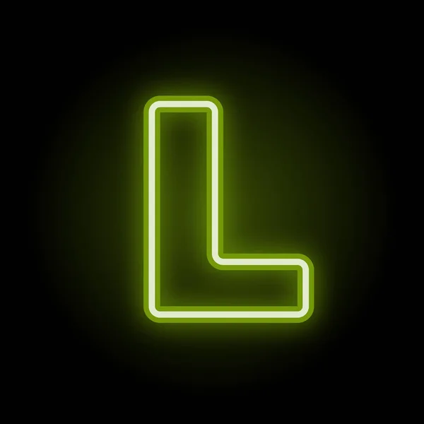 Neon letter L on black — 스톡 벡터