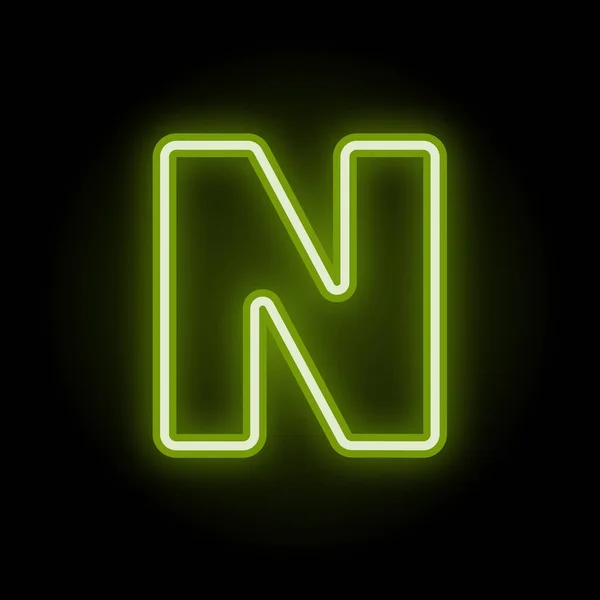 Neon letter N on black — 스톡 벡터