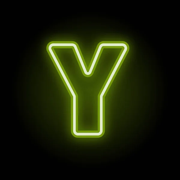 Huruf neon Y di hitam - Stok Vektor