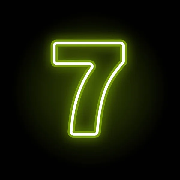 Neón número 7 en negro — Vector de stock