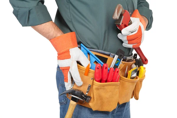 Mature contractor and instruments — Stock Photo, Image