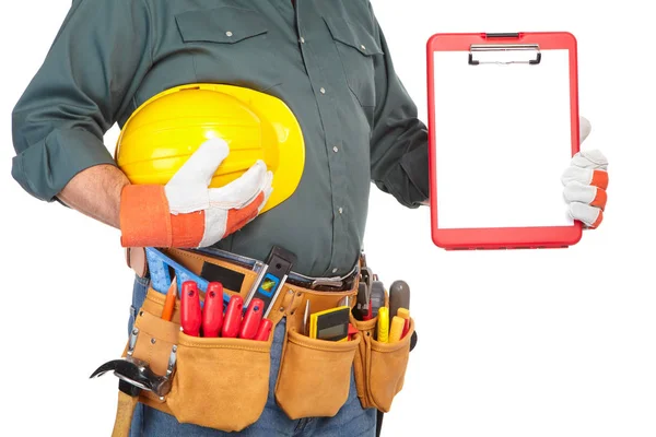 Mature contractor and notebook — Stock Photo, Image