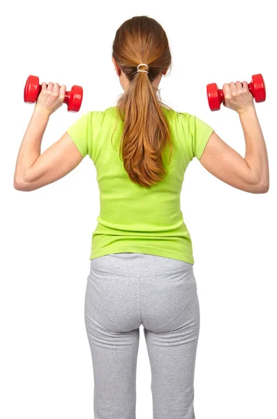 Woman with dumbbells — Stock Photo, Image