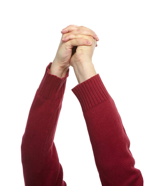Mãos com gestos isolados sobre um fundo branco — Fotografia de Stock