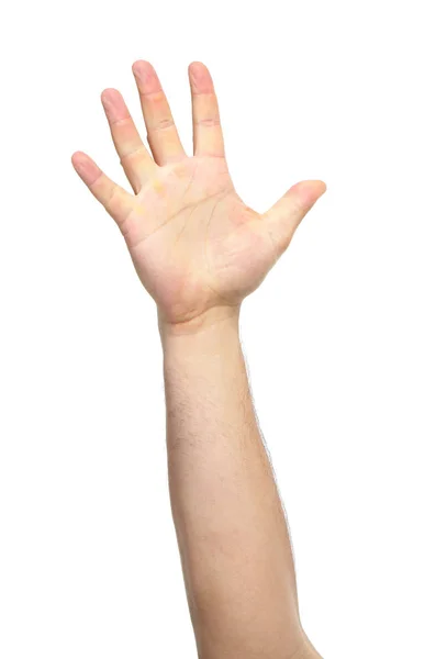 Τα χέρια με χειρονομίες που απομονώνονται σε λευκό φόντο — Φωτογραφία Αρχείου