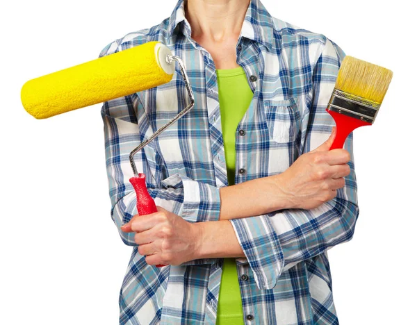 Vrouw met een borstel — Stockfoto