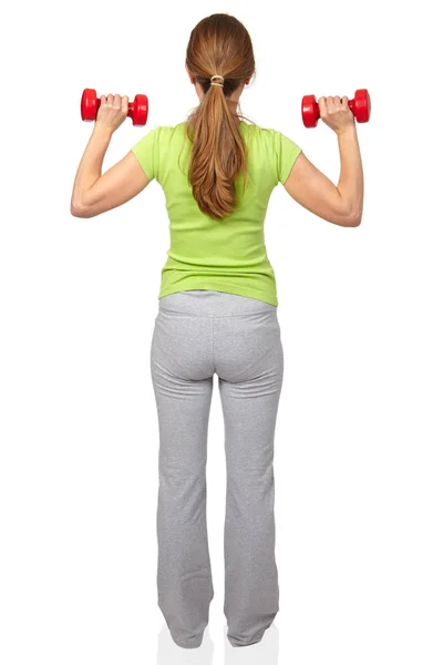 Woman with dumbbells — Stock Photo, Image