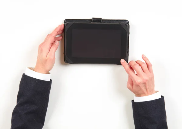 Podnikatelka ruce a tablet — Stock fotografie