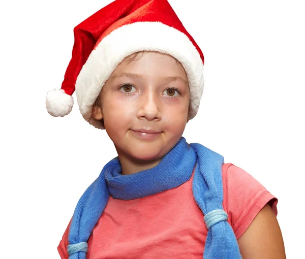 在戴红色帽子的小女孩。圣诞节 — 图库照片