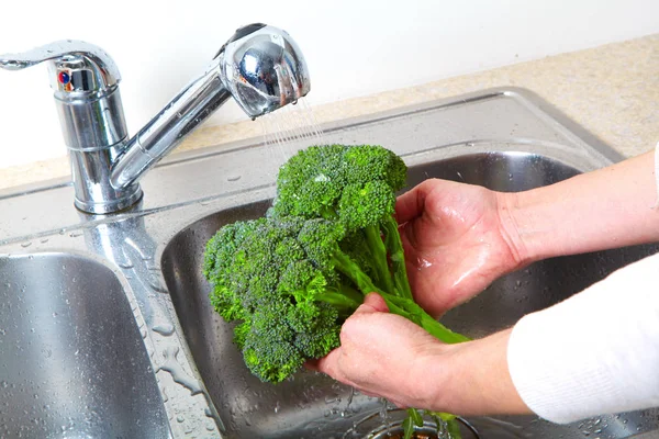 Broccoli in the sink