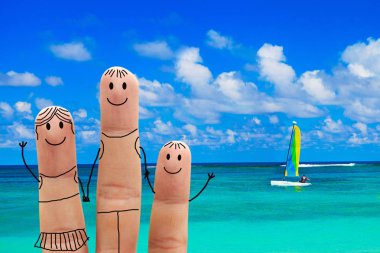 Aile sahilde. Egzotik tatil