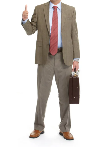 Uomo d'affari con valigetta su sfondo bianco — Foto Stock
