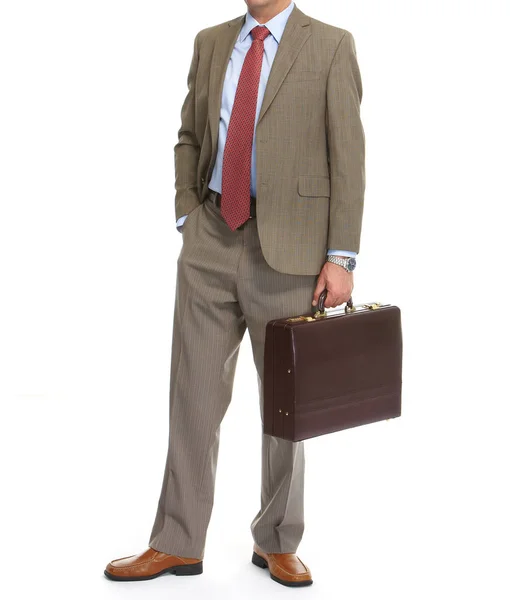 Businessman with brief case on a white background — Stock Photo, Image