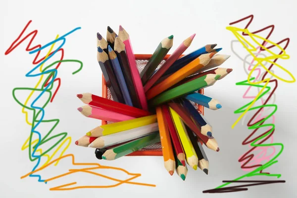 Color pencils in a cup — Stock Photo, Image